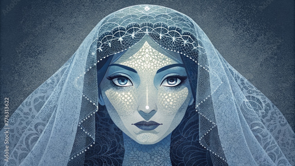Aufkleber Veils of lace gracefully dd over one another creating a mesmerizing mosaic of soft lines and curves.