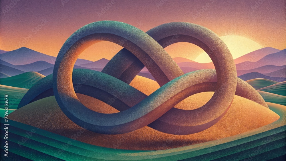 Poster An abstract landscape of overlapping rings and curves creating the illusion of an infinite loop.