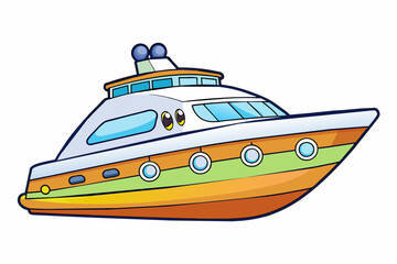 mini  fishing  yacht  boat vector illustration