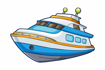 mini  fishing  yacht  boat vector illustration