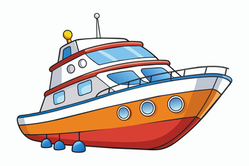 mini  fishing  yacht  boat vector illustration