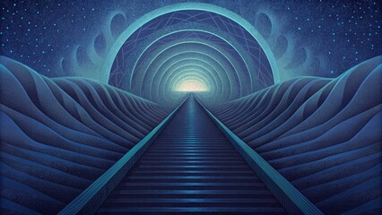 A neverending tunnel of lines that seem to stretch into infinity. - obrazy, fototapety, plakaty