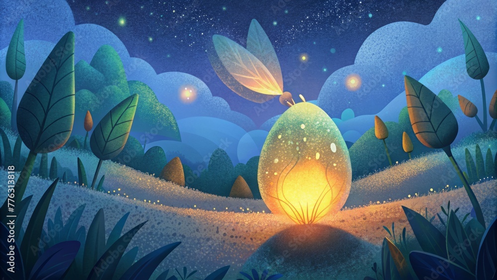 Poster Soft enchanting glimmers that evoke the magical glow of fireflies on a warm summer night.