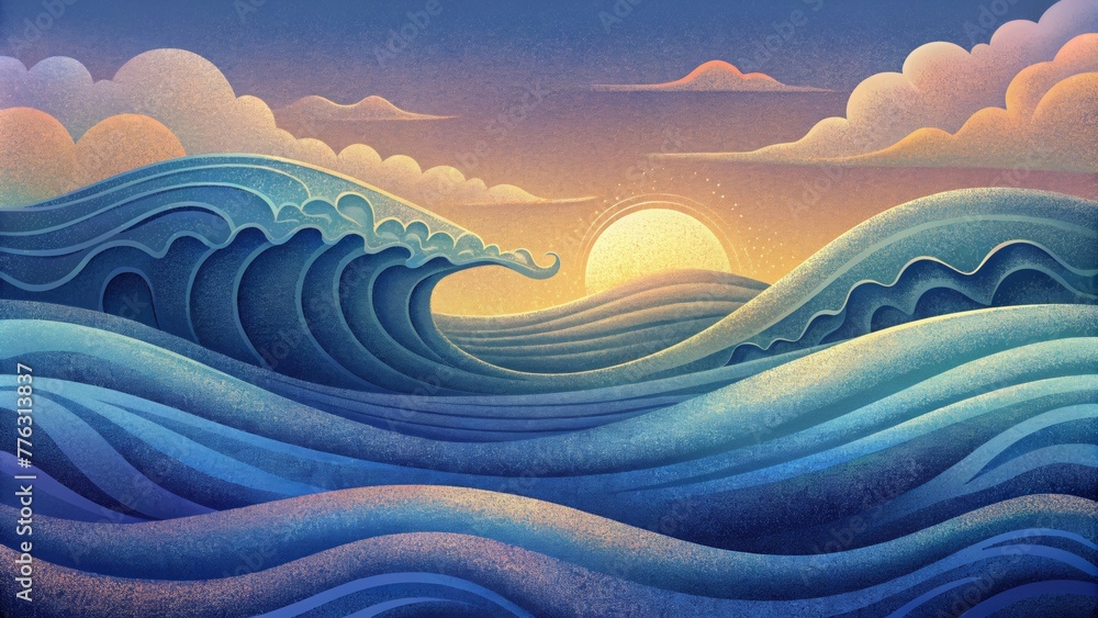 Poster Soft undulating waves stretching outward creating a calming sense of tranquility.