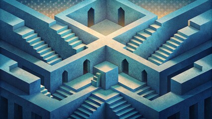 Fototapeta premium A maze of intersecting staircases each one leading to a different dimension.