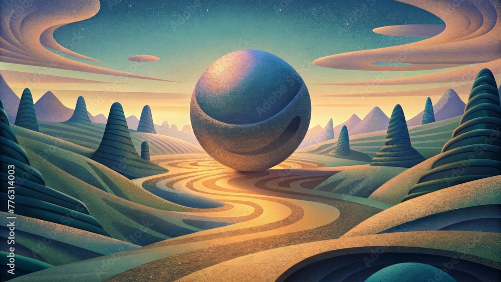 Aufkleber A distorted landscape of twisted shadows and warped landscapes hinting at the existence of parallel dimensions just beyond our perception.