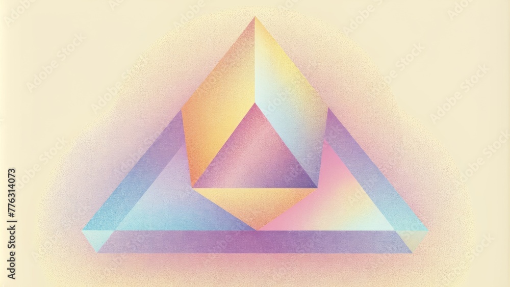 Poster A soft soothing gradient of pastel yellow and pink triangles merging and blending together.