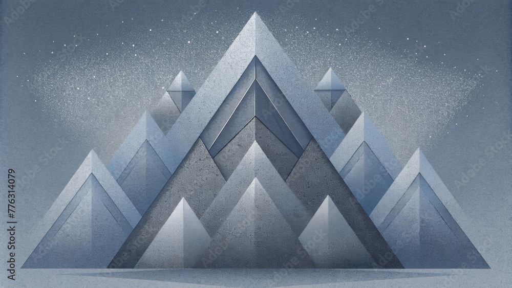 Poster a minimalist composition of softedged grey triangles in various sizes arranged in a soothing pattern