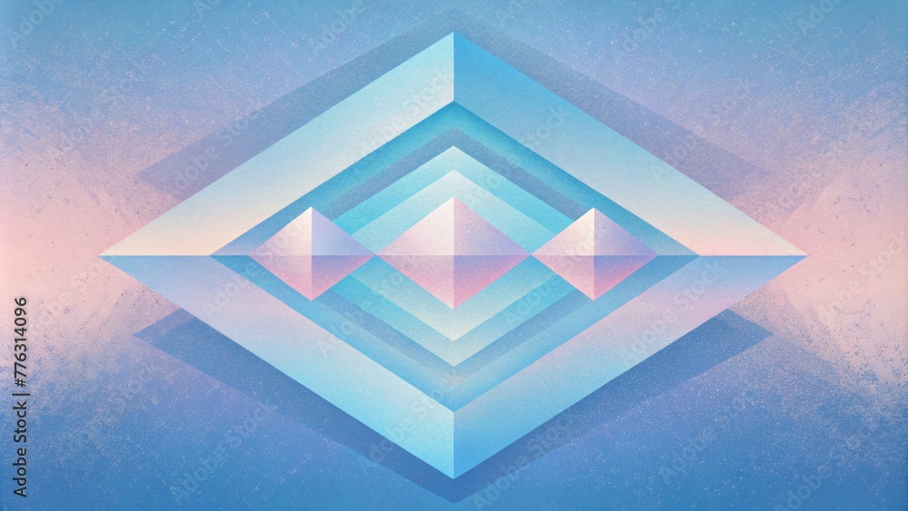 Poster a tranquil calming scene of intersecting pastel blue and pink rhombuses creating a sense of movement