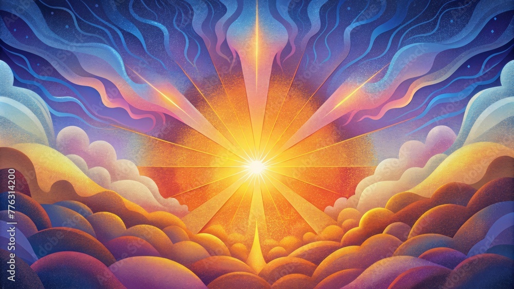 Poster A symphony of color and energy with rays blending and merging in a chaotic yet harmonious display.