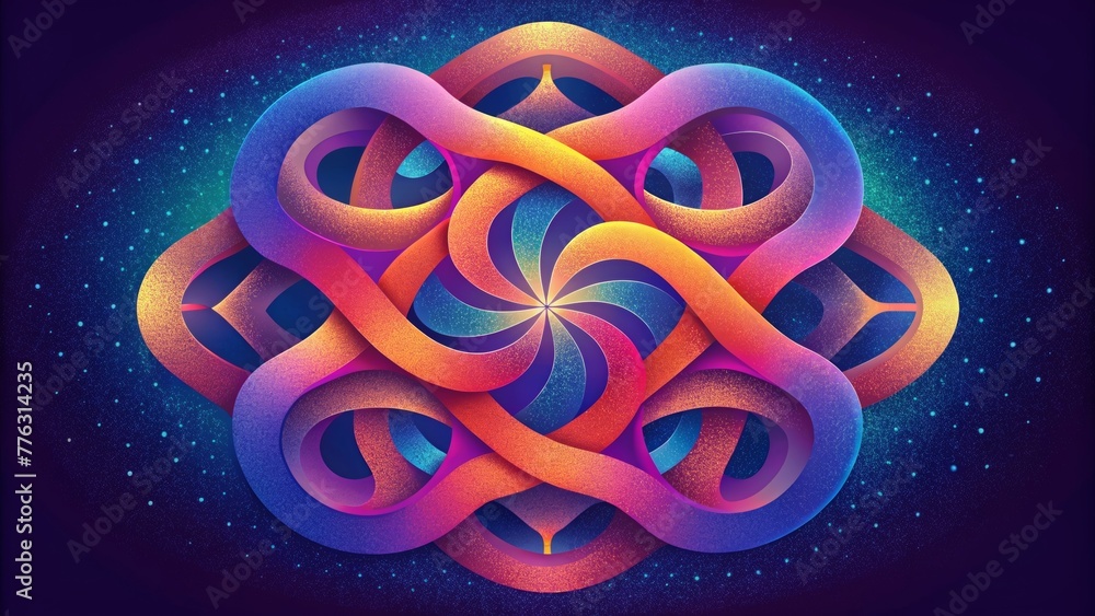 Poster Vibrant colors and interlocking forms weave together to create a mindbending illusion.