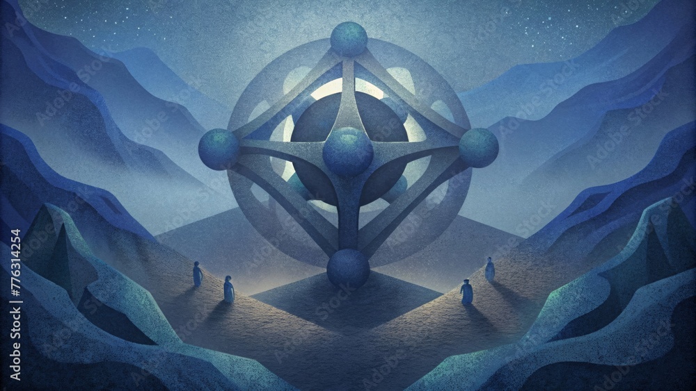 Poster Mysterious shadows and interlocking shapes create an otherworldly illusion.