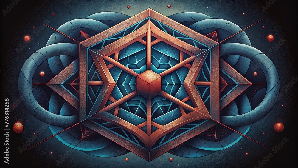 Aufkleber A web of interlocking illusions that plays with depth and dimension.