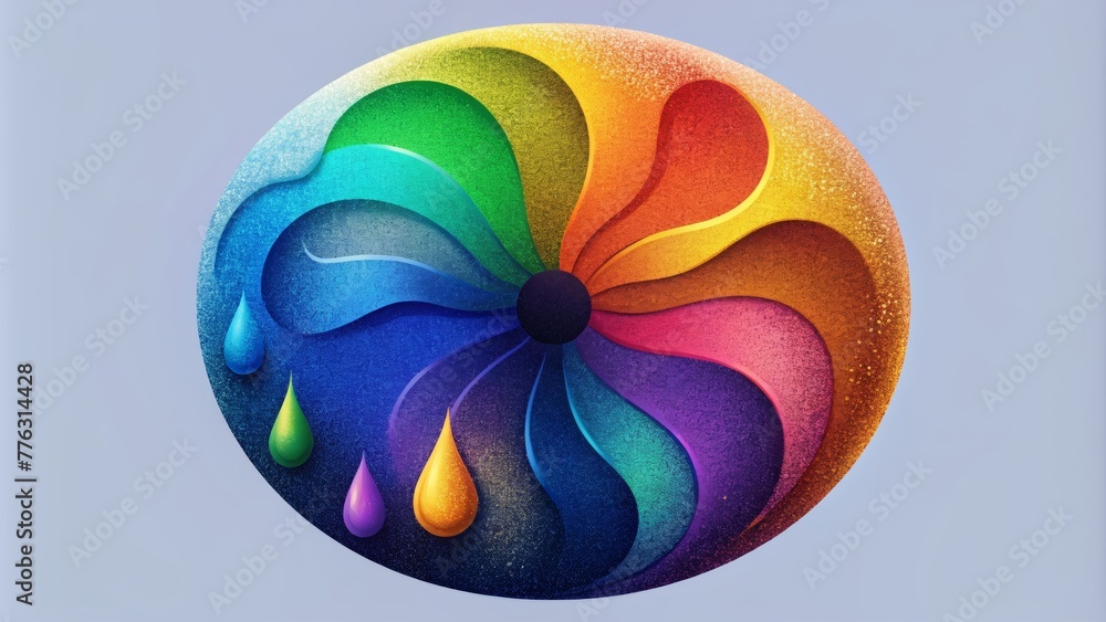 Poster A fluid interpretation of the color wheel with liquid shades harmoniously mixing and merging to create a mesmerizing spectrum.