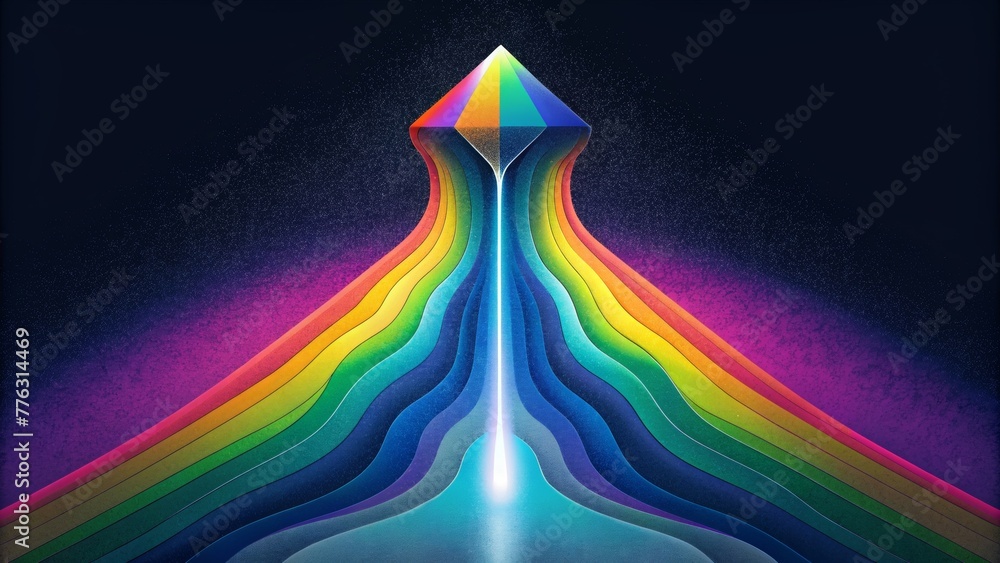 Sticker A prism of light and color with liquid shades dripping and cascading down the spectrum in a continuous flow.