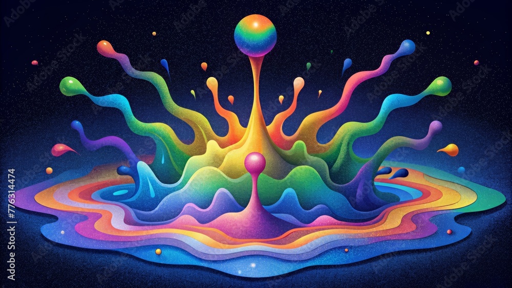 Poster a psychedelic explosion of liquid colors spreading and merging across the spectrum in a psychedelic 