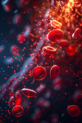 Selective focus of 3D visualization of red blood cells in blood vessels.