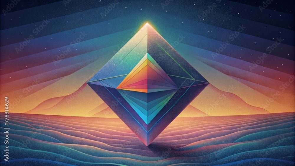 Poster glitching pixels forming a distorted prism a modern take on a classic phenomenon.
