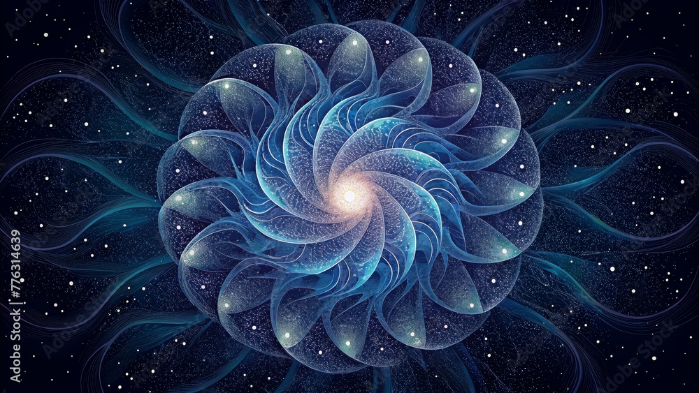 Poster a intricate dance of celestial fibers forming an ethereal lace in the vast expanse of space.