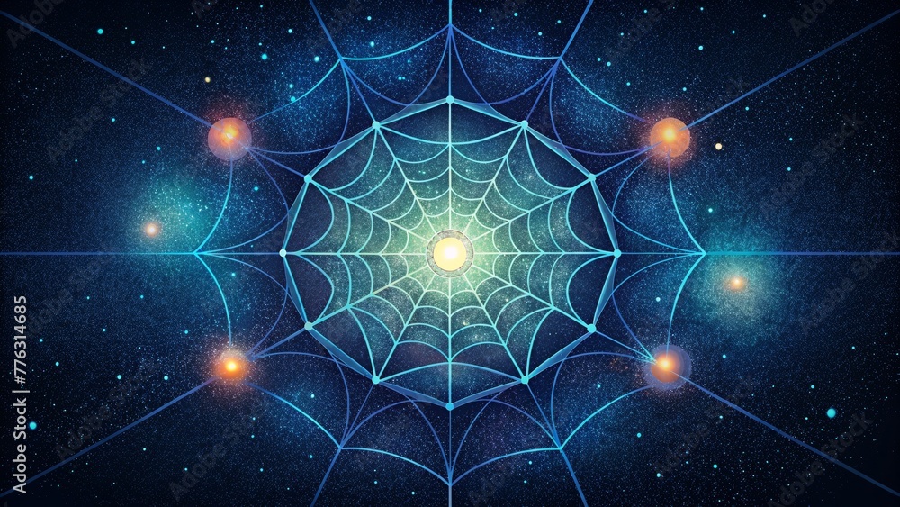 Aufkleber An intricate web of cosmic threads illuminated by the luminous glow of distant constellations.