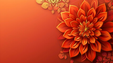 base for banner orange mandala closeup with copy space
