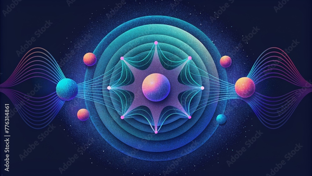 Poster Vibrant pulses of audio creating a mesmerizing tapestry of complex patterns.