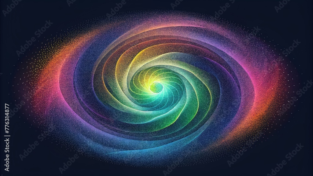 Aufkleber A glowing vortex of spectral spirals each one containing a spectrum of colors within its twists and turns.