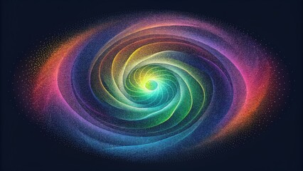 A glowing vortex of spectral spirals each one containing a spectrum of colors within its twists and turns.
