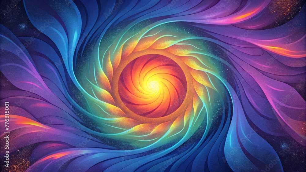 Poster As if caught in a neverending spiral a bright burst of electric colors spins and twists in a dynamic vortex.