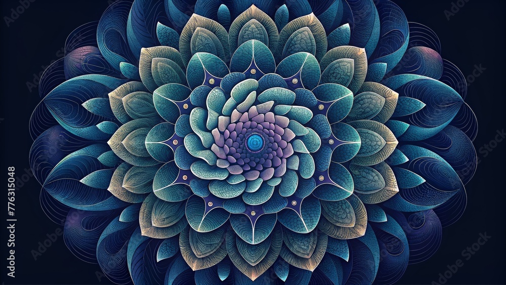 Aufkleber Intricate patterns and swirls form a mazelike display representing the complexity and beauty of a radiant flower in bloom.