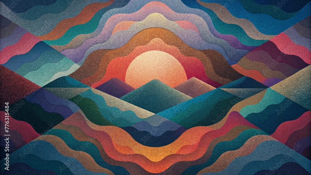 Aufkleber an abstract tapestry of polychromatic patches evoking a sense of depth and dimension.