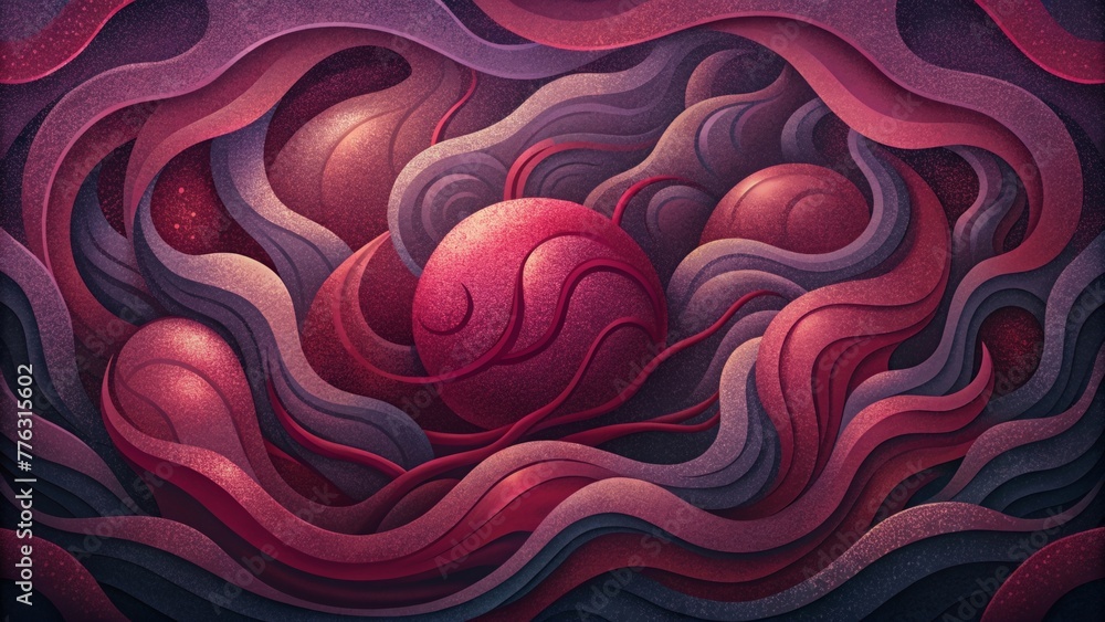 Aufkleber organic shapes in shades of crimson and burgundy intertwine and flow creating a sense of organic mov