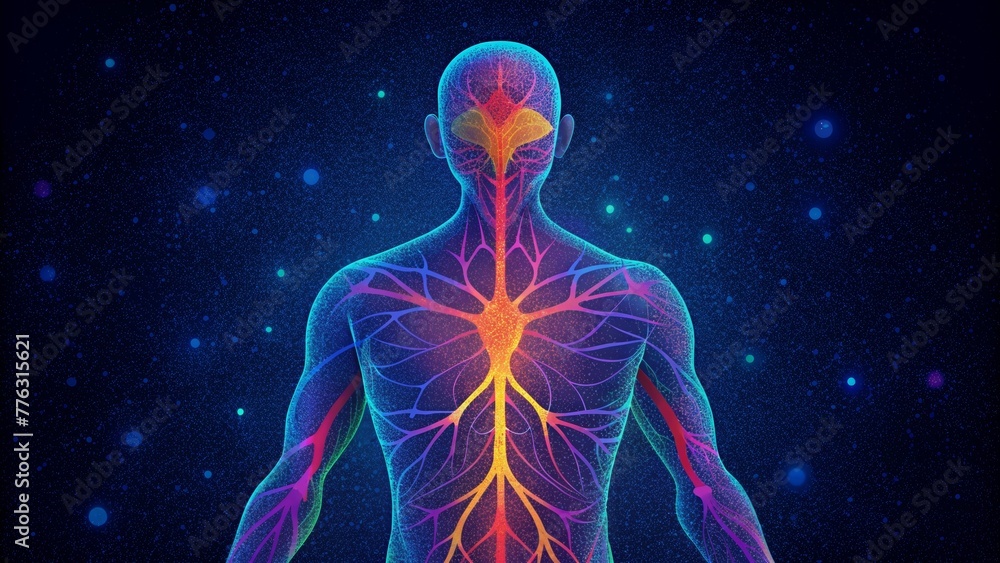 Poster Splashes of vibrant colors bloom and spread like a map of s and arteries representing the network of pathways and connections within the body.