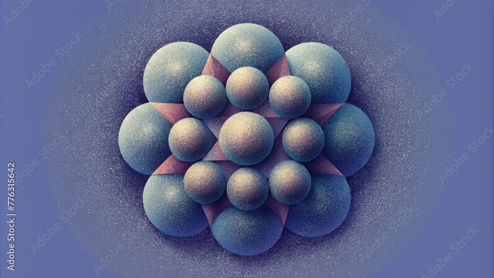 Poster A minimalist arrangement of dots meticulously p in a geometric formation that tricks the eye into perceiving a third dimension.