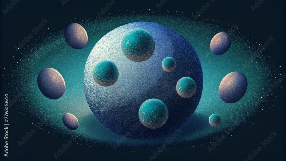 Fototapete A composition of dimensional dots appearing as if they are floating in a void their placement creating a sense of vastness and endlessness.