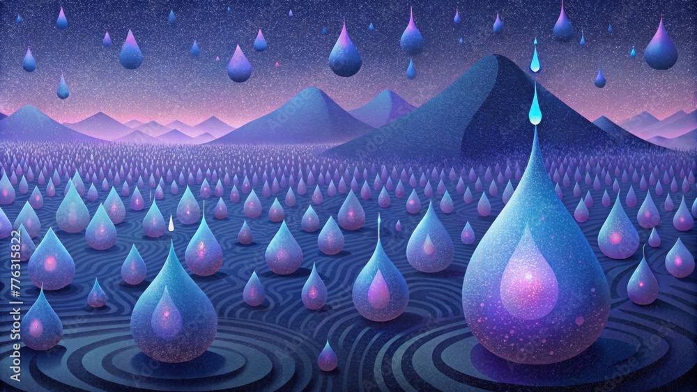 Aufkleber A mesmerizing field of digital dewdrops each one pulsing and shifting in a mesmerizing display of pixelated magic.