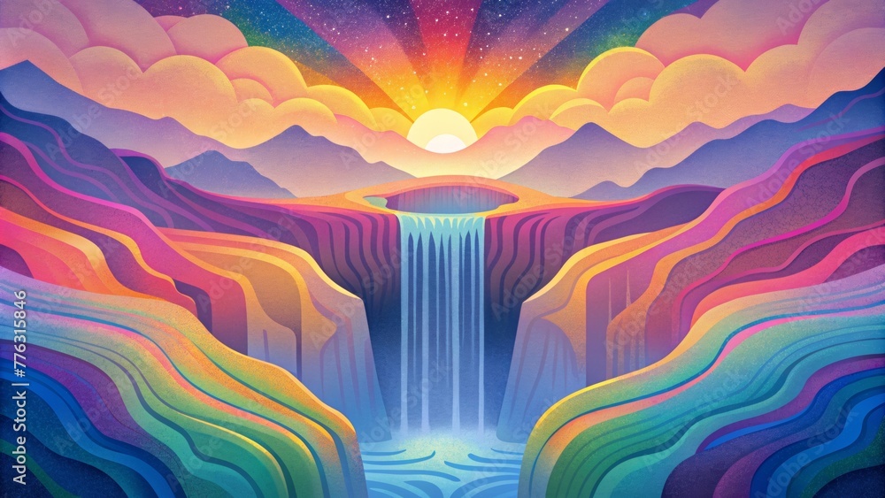 Poster A rippling waterfall of bright colors cascading down and creating an ethereal abstract vision.
