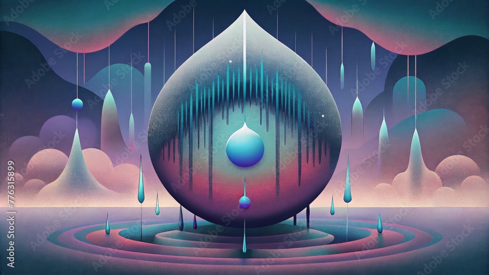 Leinwandbilder an abstract interpretation of dewdrops created through layers of digital distortion and glitch art.