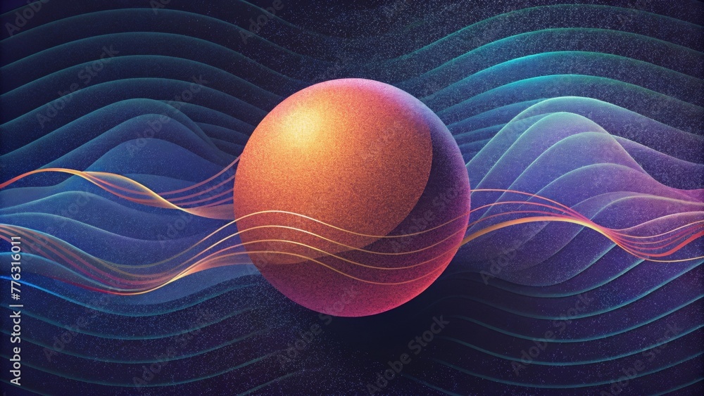 Poster shimmering lines and curves ripple and pulsate embodying the intense vibrations and reverberations o