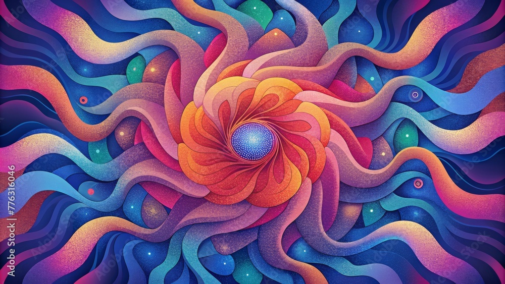 Poster An array of vivid shades cascading and intertwining in a hypnotic abstract composition drawing the viewer into a world of imagination.