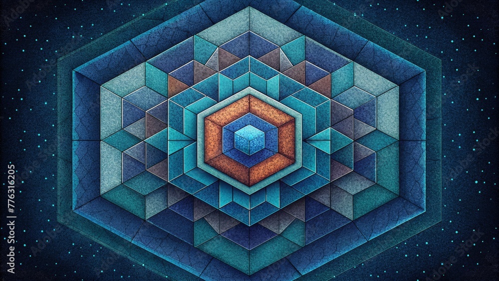 Poster A captivating mosaic of intricate hexagonal tiles each one a hypnotic masterpiece on its own.