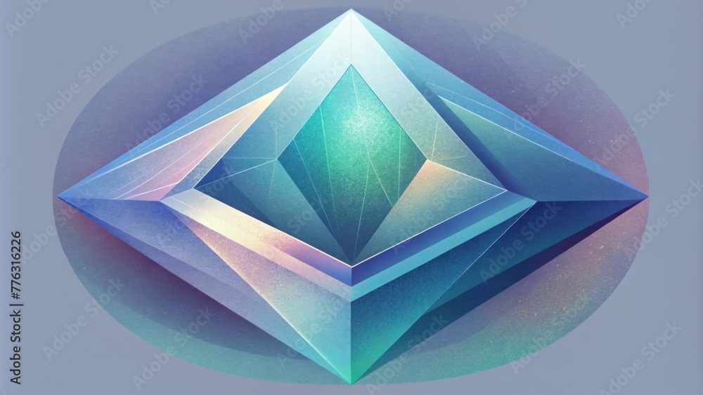 Poster A prism of pure light bending and twisting through the crystal clear surfaces of its faceted form.