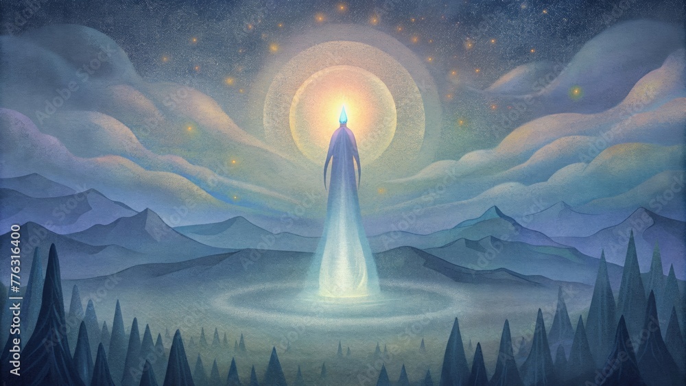 Poster a faint haze of light imbued with supernatural energy enveloping the canvas in an otherworldly glow.