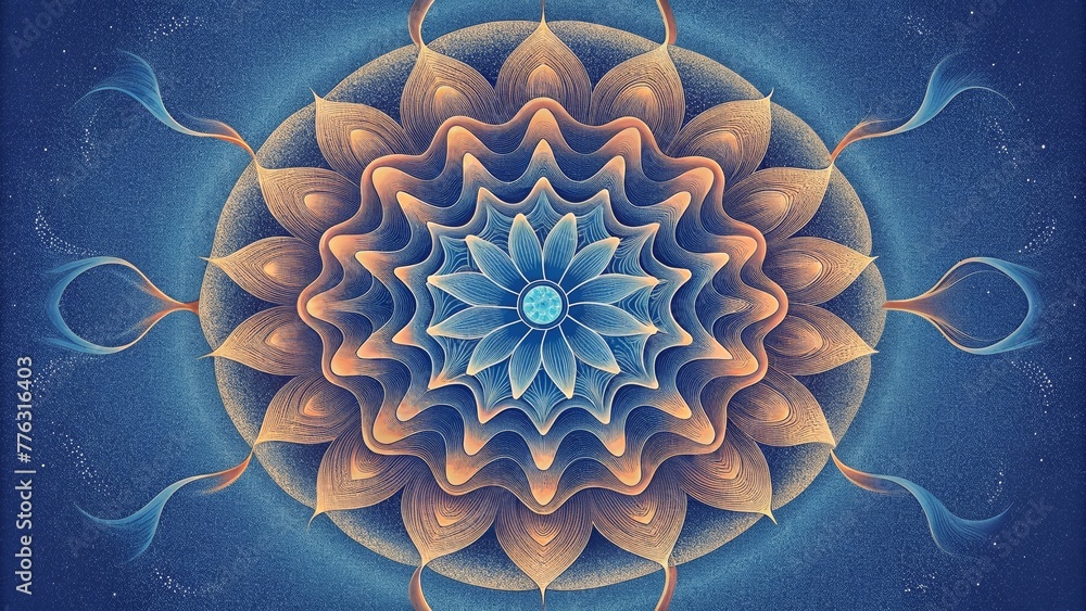 Poster A fluid fusion of lines and curves intertwining to create a symphony of movement and balance in the mandala.