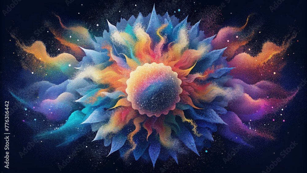 Poster A chaotic explosion of color and texture representing the endless possibilities and infinite nature of the universe.