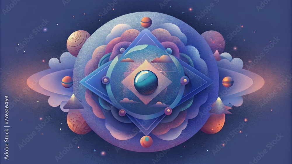 Aufkleber A cosmic dreamworld captured in a mandala with abstract shapes and symbols that invite the viewer to travel beyond the boundaries of reality.