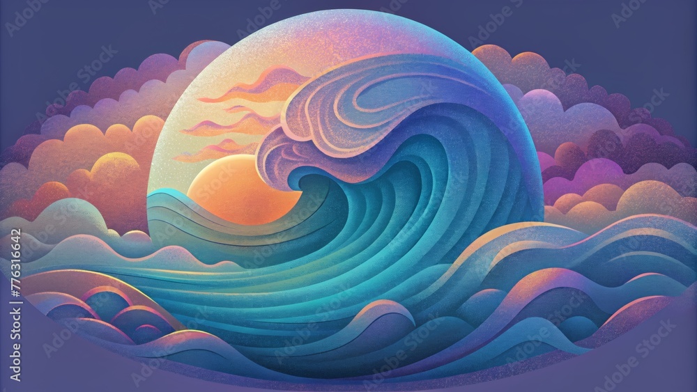 Aufkleber a distorted ethereal interpretation of retro waves conveying a sense of nostalgia and dreaminess.