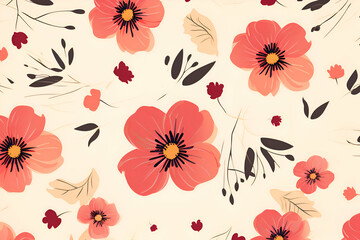 Seamless floral pattern with poppies.  illustration.