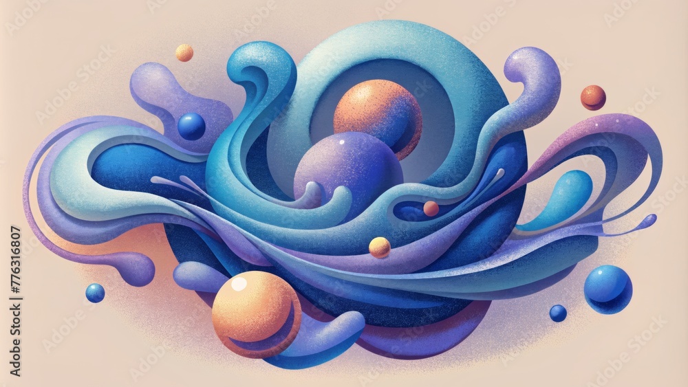 Poster A symphony of fluid shapes and forms colliding and colluding to create a dynamic and everchanging composition.