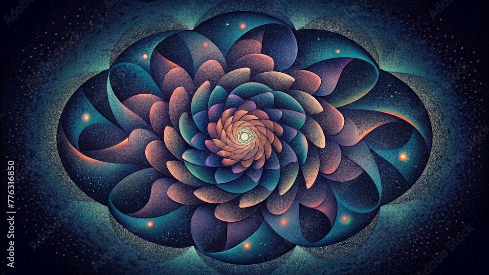 Poster An abstract representation of chaos theory as fractal patterns form a chaotic yet harmonious composition.